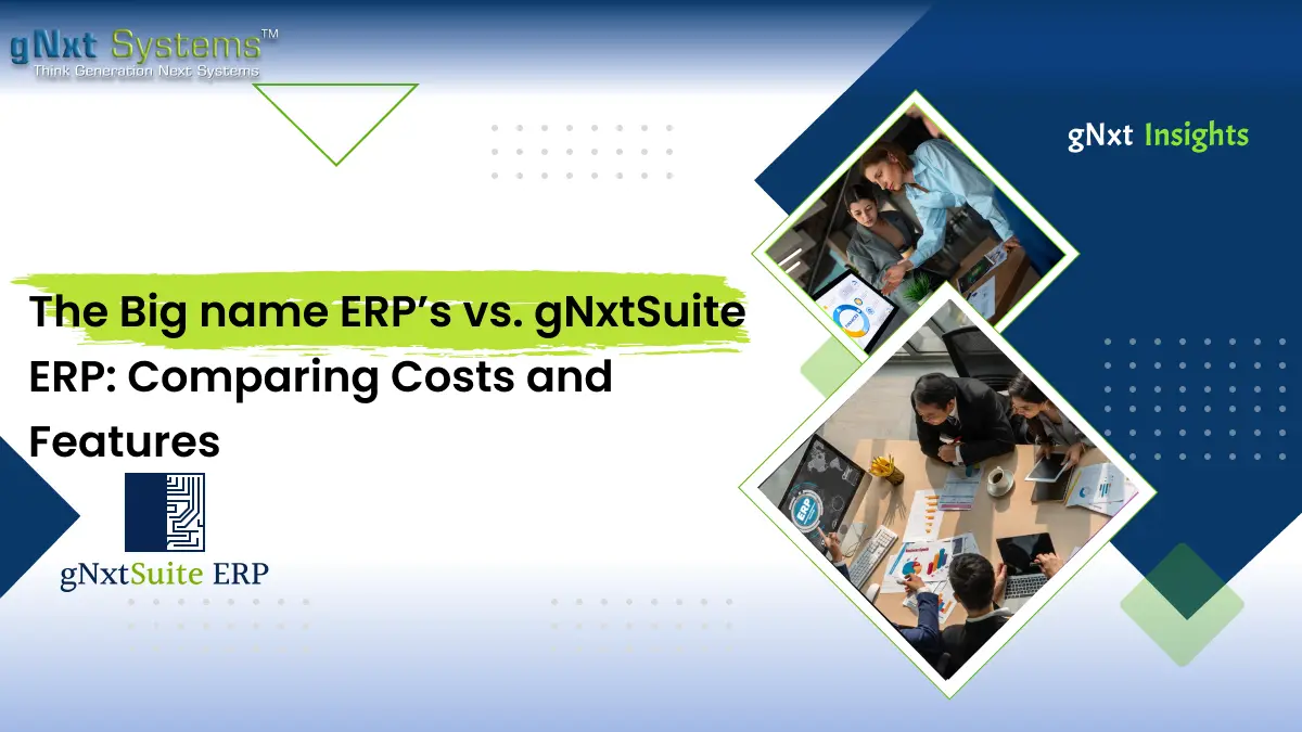 Blog Banner for the blog title 'Top ERP Softwares vs gNxtSuite ERP: Cost & Feature Comparison'