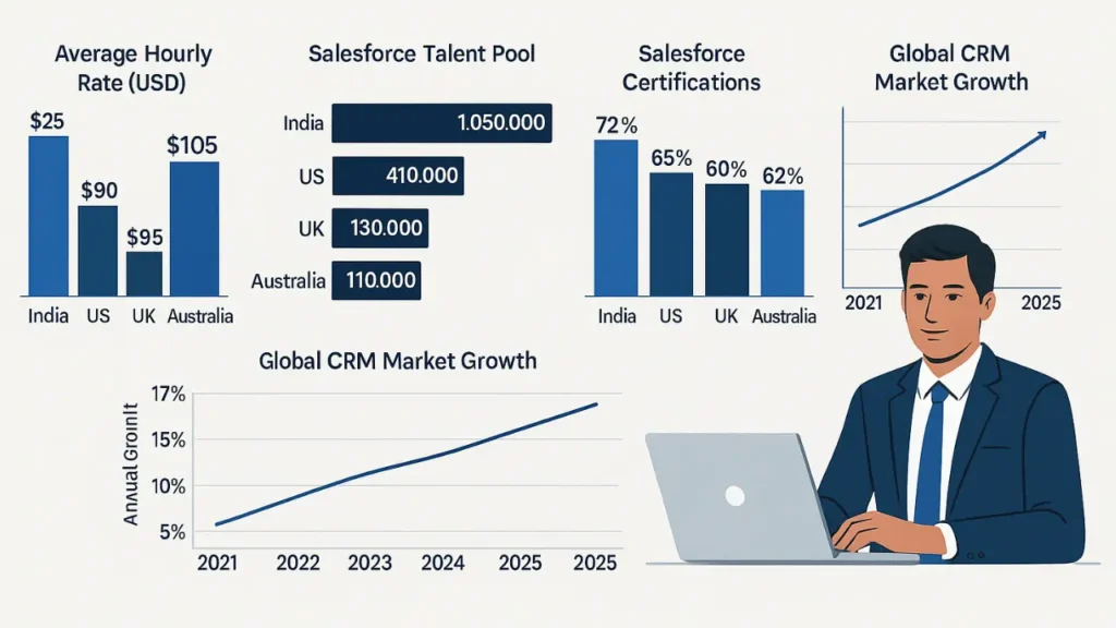 Ananlytical and Graphical Summarisation of the blog 'The Economics of Offshore Talent: Why Salesforce Consultants in India Offer the Best Value in 2025'