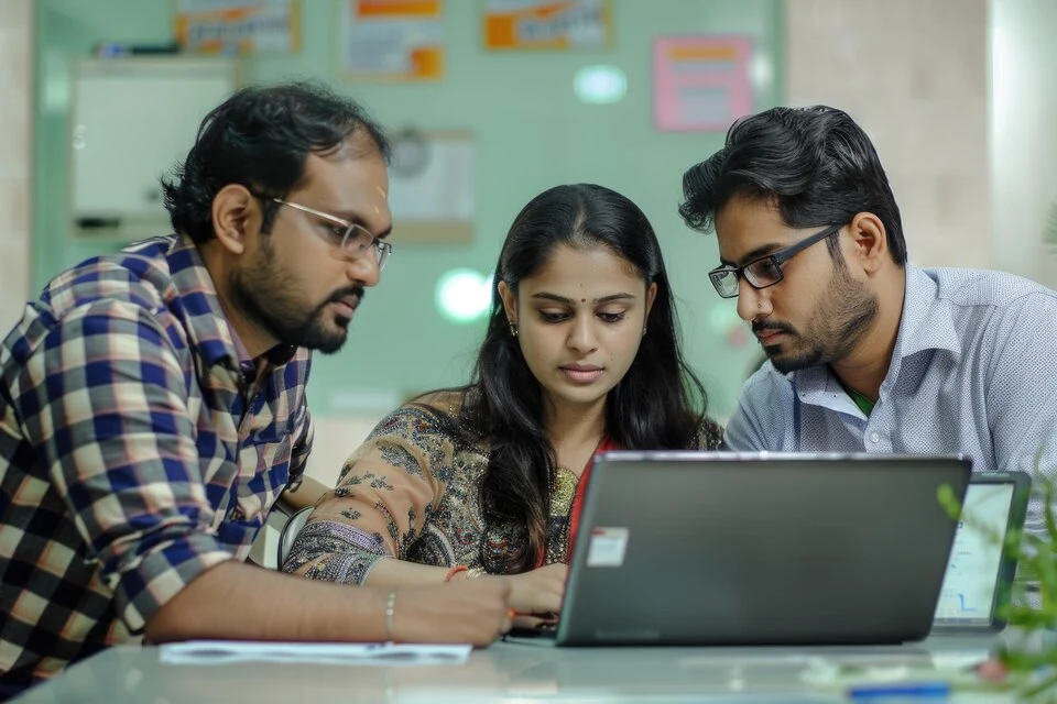 A team of Indian RPA developers working together depicting RPA Companies in India in Action