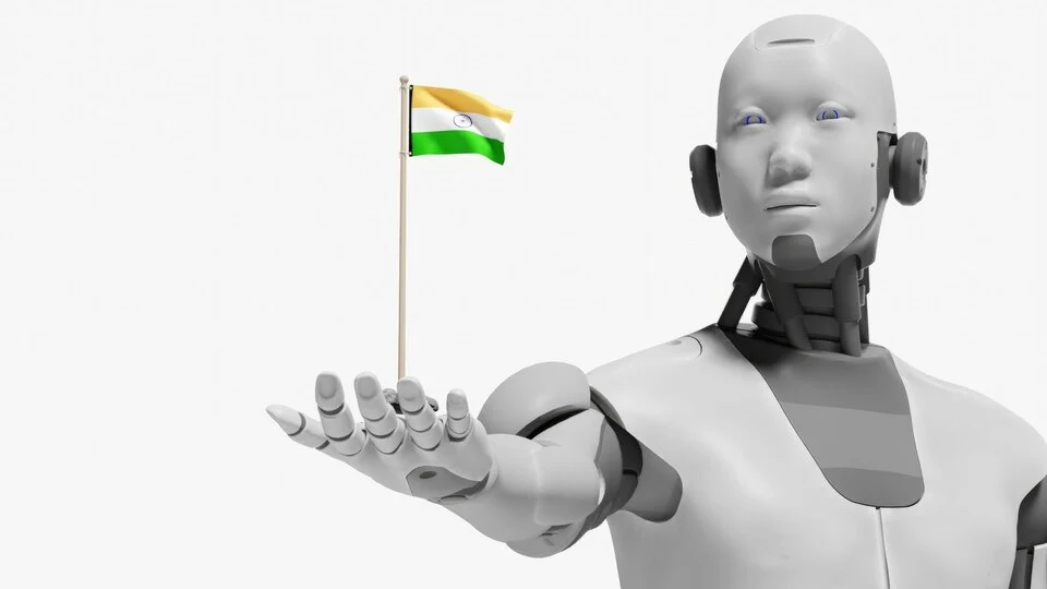 A Robot holding an Indian Flag depicting the rise of expertise by RPA Companies in India