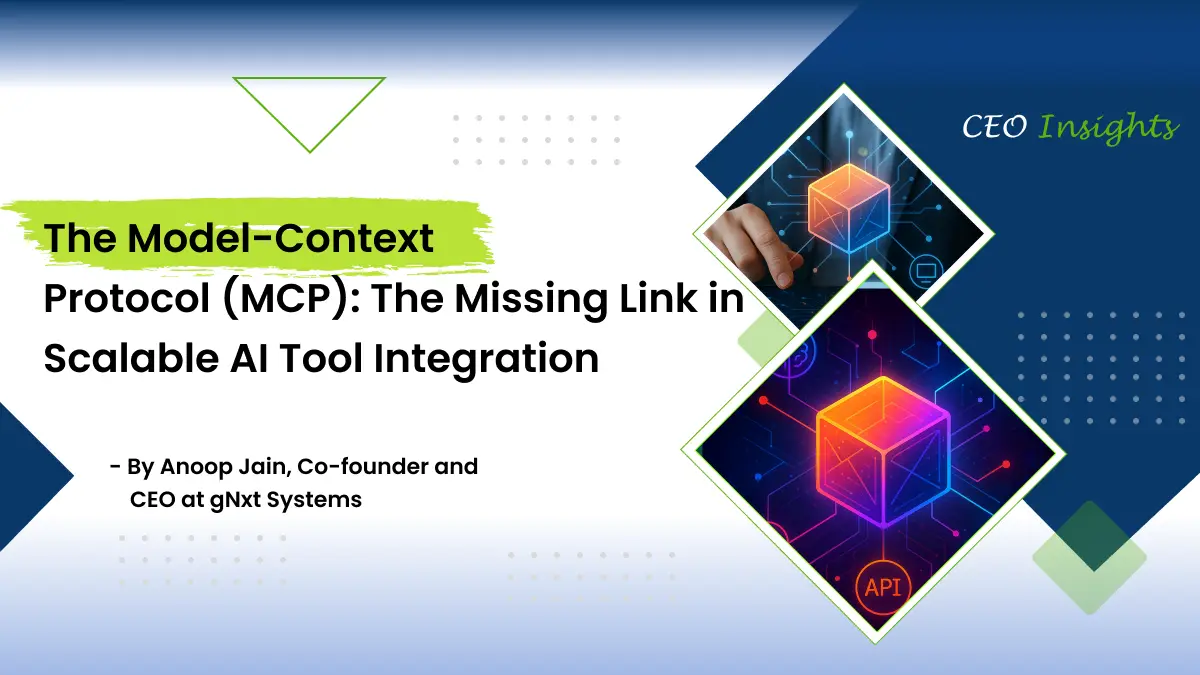Blog banner complimenting the blog title 'The Model-Context Protocol (MCP): The Missing Link in Scalable AI Tool Integration'